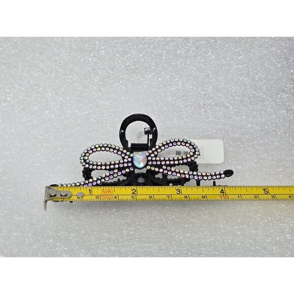 Black Rhinestone Bow Hair Claw Clip - Picture 3 of 3